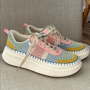 Nicole Miller Patchwork Brita Platform Women’s Sneakers Size 9/9.5, Like New!